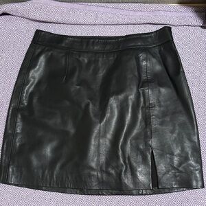 Genuine Black Leather High Waisted Mini Skirt